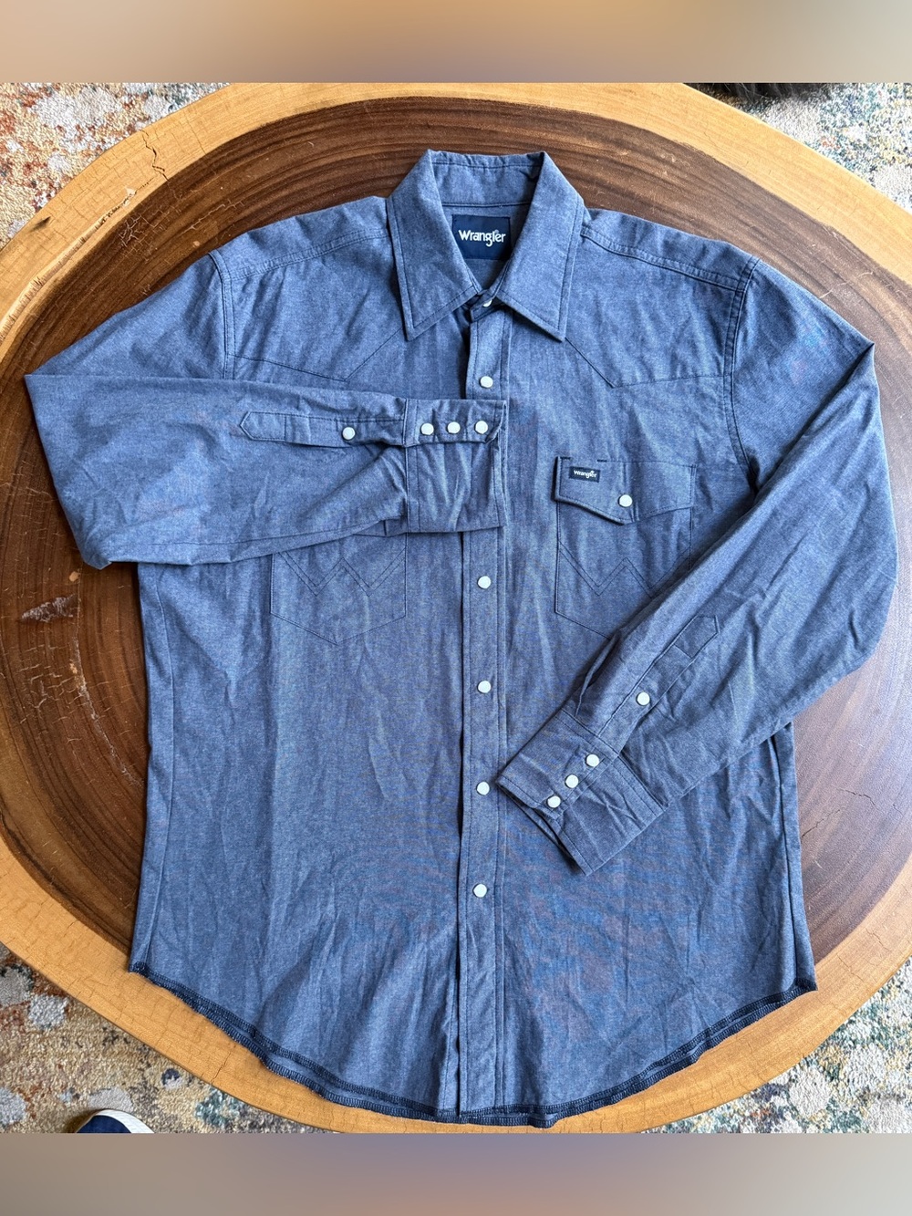 Wrangler Men's L Blue Pearl Snap Western Shirt